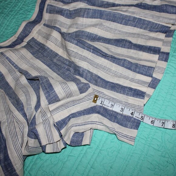 Alice & Olivia Womens Linen Blend High Waist Shorts Blue Striped Size 14 NWT - Picture 9 of 9